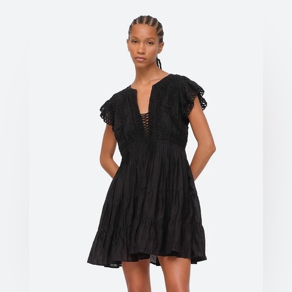 NWT SEA Frida Flutter Sleeve Dress In Black